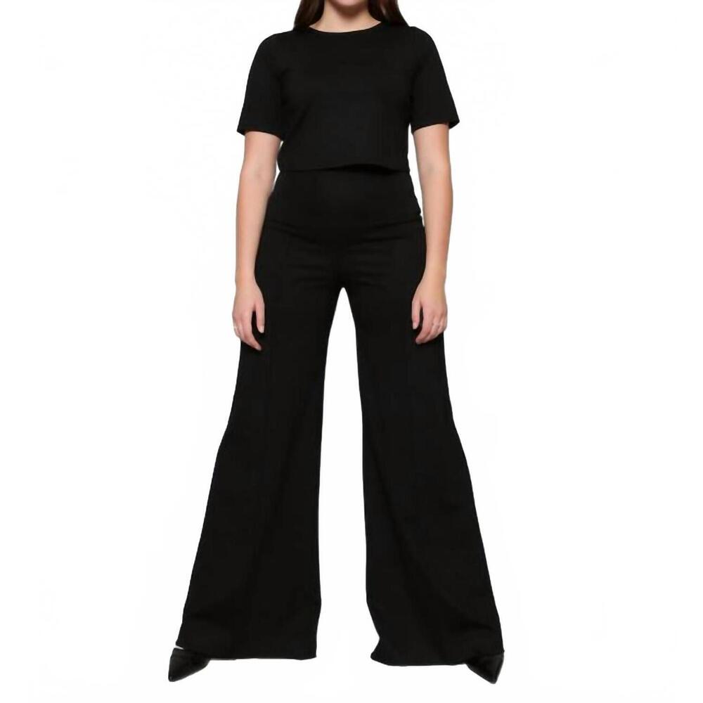 NEW RIPLEY RADER ponte knit long wide leg pants in black